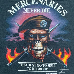 Vintage 80er Mercenaries Never Die T Shirt, Größe M/L 1988 JRSEnterprises Bild 2