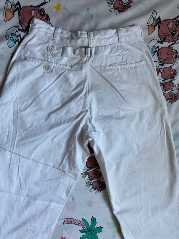 Vintage 40’s Dickies White Cinch Back Trousers, 2… - image 10