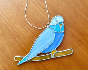 Modèle de vitrail perruche pour oiseau attrape-soleil modèle DIY (PDF, PNG, téléchargement numérique Svg)