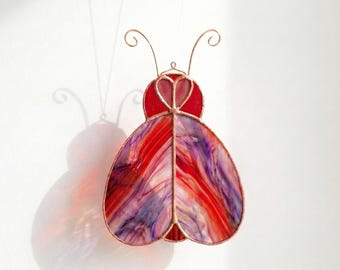 Modèle de vitrail Saint-Valentin pour Love Bug Sun Catcher modèle DIY (PDF, PNG, téléchargement numérique Svg)