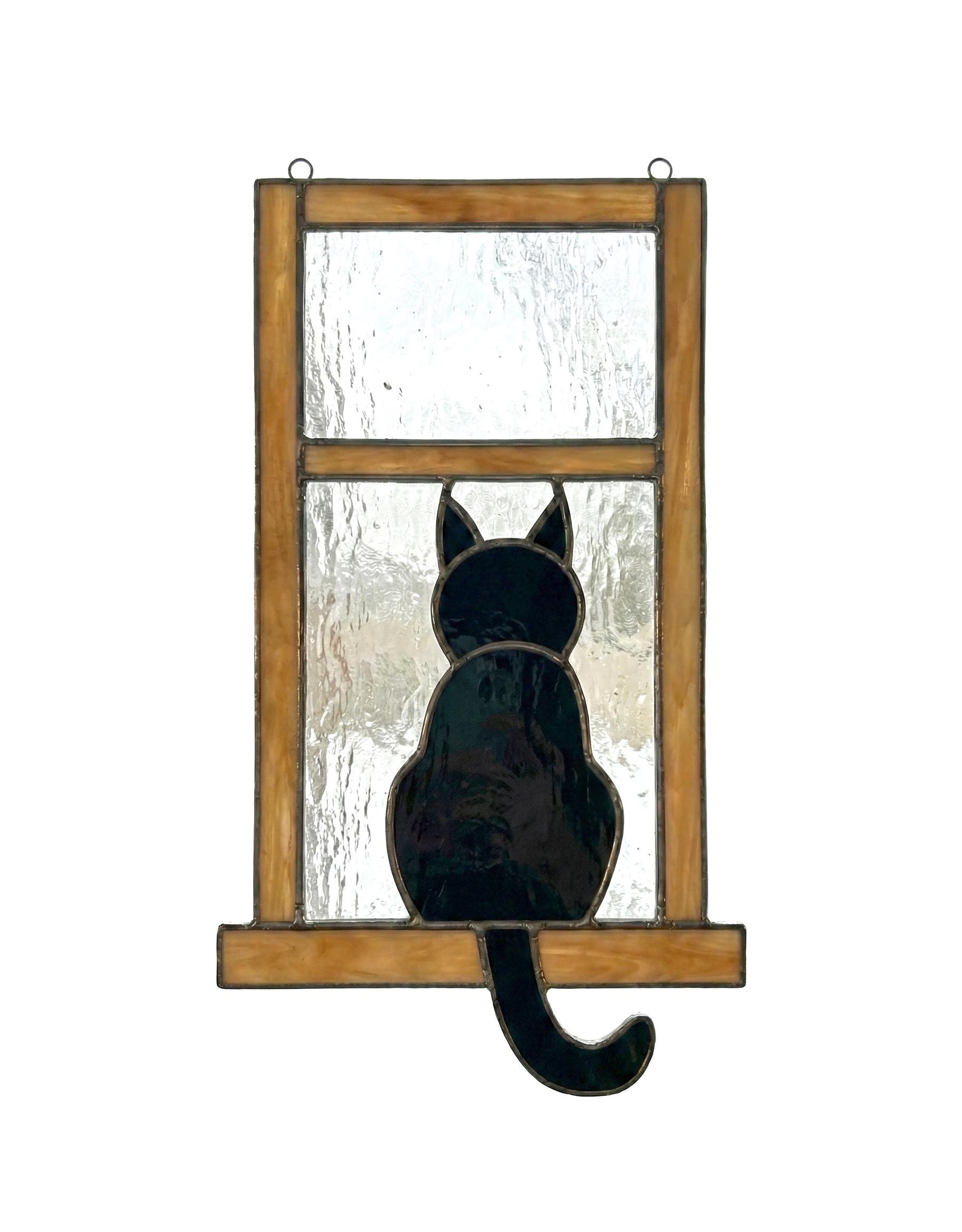 Cat Stained Glass Pattern for Window Sun Catcher DIY Template (PDF, PNG ...