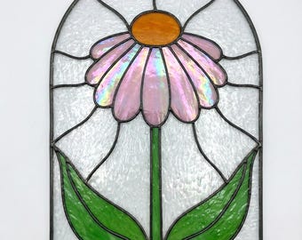 Motif de vitrail de panneau de fleurs pour attrape-soleil marguerite modèle DIY (PDF, PNG, téléchargement numérique Svg)