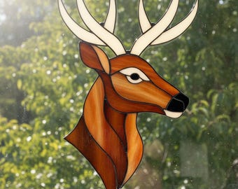 Reindeer Stained Glass Pattern for Winter Reindeer - DIY Ornament Template (PDF, PNG, Svg Digital Download)