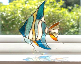 ステンドグラスパターン、ステンドグラス Pterophyllum scalare 魚