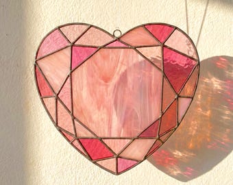 Modèle de vitrail Saint-Valentin pour attrape-soleil coeur modèle DIY (PDF, PNG, téléchargement numérique Svg)