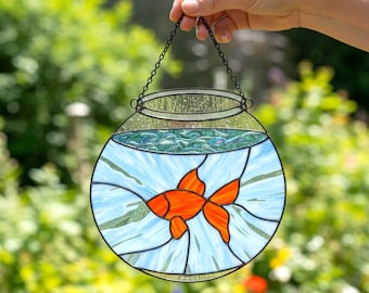 Modèle de vitrail poisson rouge pour attrape-soleil de poisson modèle DIY (PDF, PNG, téléchargement numérique Svg)