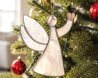 Angel Stained Glass Pattern for Christmas Ornament DIY Template (PDF, PNG, Svg Digital Download)