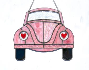 Modèle de vitrail Saint-Valentin pour attrape-soleil de voiture Beetle modèle DIY (PDF, PNG, téléchargement numérique Svg)