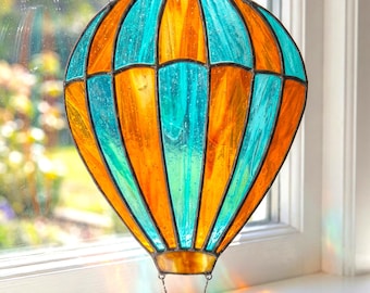 Modèle de vitrail montgolfière pour attrape-soleil estival modèle DIY (PDF, PNG, téléchargement numérique Svg)