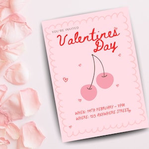 Zaproszenie na Walentynki | Zaproszenie Galentines | Różowe dziewczęce | Natychmiastowe pobranie | Do druku DIY | Edytowalne | Ulotka Ulotka Plakat