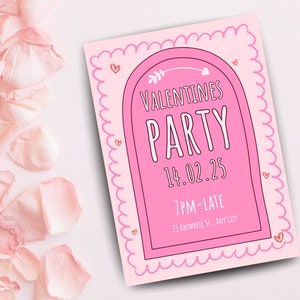 Zaproszenie na Walentynki | Zaproszenie Galentines | Różowe dziewczęce | Natychmiastowe pobranie | Do druku DIY | Edytowalne | Ulotka Ulotka Plakat