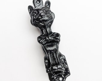 Vintage Black Cat Door Knocker, Cottage Witchy Decor