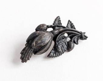 Antique Crocus Brooch, Black Moulded Vulcanite Lapel Pin, Mourning Jewellery, Memento Mori, In Sympathy, Emo, Goth, Gothic, Victorian 1800s