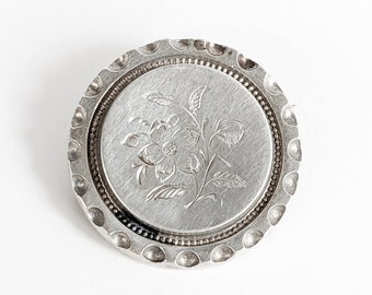 Viktorianische Silber Brosche, Antike Blumen Anstecknadel