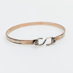 Antique Childs Bangle Age 5-7, Gilt Brass Kids Plain Bracelet, Victorian Solid Bangle, Minimalist Jewellery, Distressed, S Clasp, 1800s