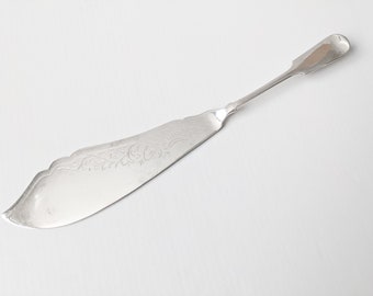 Couteau de service à poisson ancien, EPNS, couverts en métal argenté des années 1930, ustensile de vaisselle, dîner art déco, accessoire de théâtre, présentoir de boutique vintage