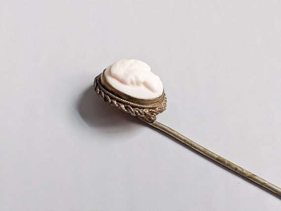 Cameo Hat Pin, Antique Stick Pin, Victorian Lapel… - image 3