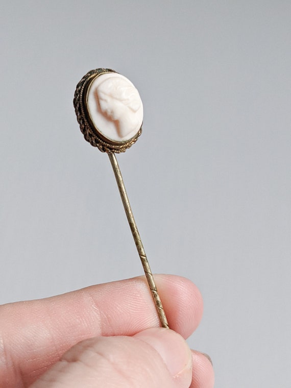 Cameo Hat Pin, Antique Stick Pin, Victorian Lapel… - image 1