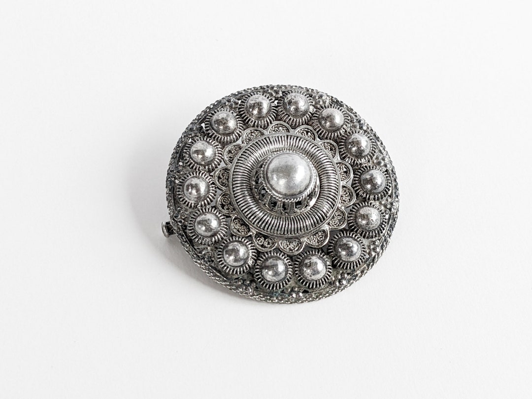 Victorian Silver Filigree Brooch, Antique Shield Pin, Celtic Style - Etsy