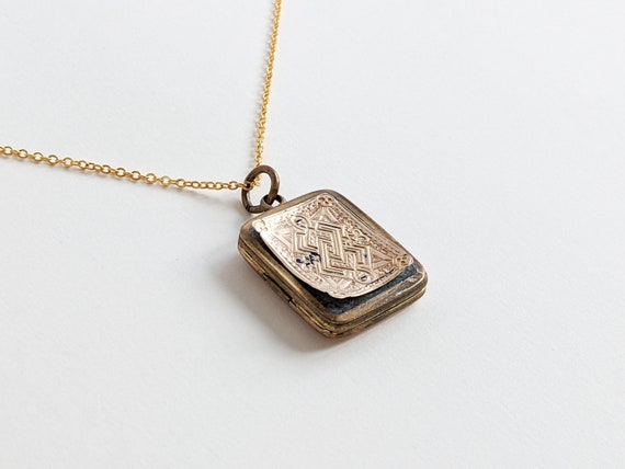 Antique Victorian Gilt Brass Book Locket, Ornate Engravings, AS IS