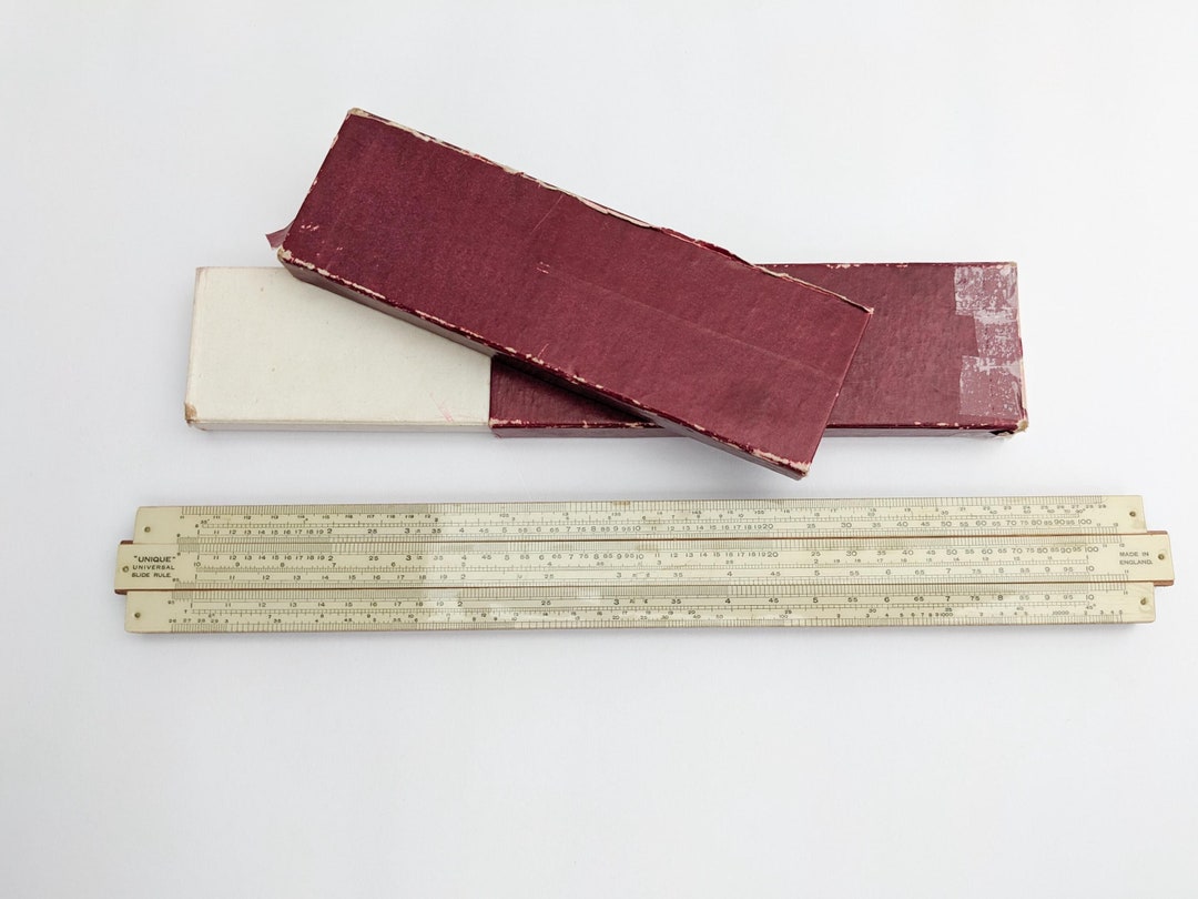 50s Unique Universal Slide Rule, Vintage Ruler With Original Box, Made ...