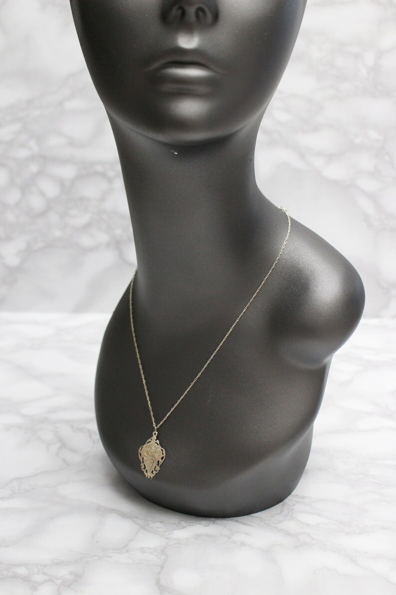 Filigree Sterling Silver Engraved Curved Inverted Teardrop 1800s Jewellery V.G Hallmarked Delicate 925 Chain Antique Pendant Necklace