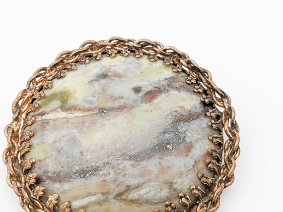 Vintage Agate Brooch, Claw Set Cable Chain Round … - image 3