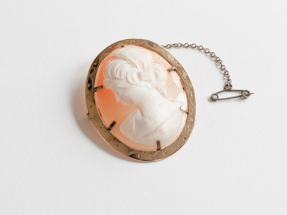 Vintage Rolled Gold Cameo Brooch, Claw Set Carved… - image 1