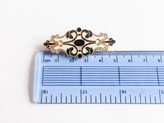 Victorian Revival Lapel Pin, Ornate Scrollwork, G… - image 8
