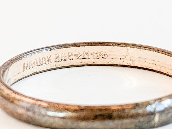 Antique Wedding Band Ring, 40s Ladies Jewellery, … - image 4