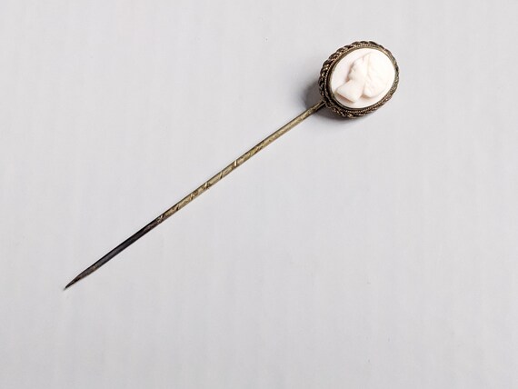 Cameo Hat Pin, Antique Stick Pin, Victorian Lapel… - image 2