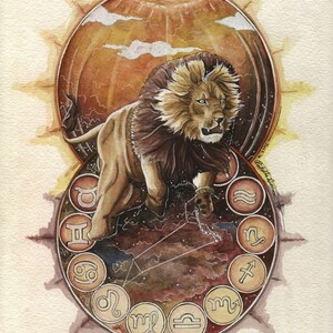 PRINT 9&quot;x12&quot; Leo Constellation and Zodiac