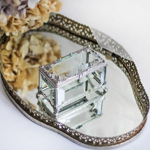 10x5x5cm rectangular glass ring box, Glass Box, engagement ring box, stained glass box, wedding ring box, ring holder, jewelry box image 1