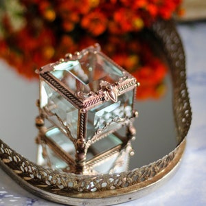 5x5x4cm liten fyrkantig glasask, ringask, geometrisk glasask, ask för målat glas, vigselringsask, ringask, ringhållare, smyckeskrin,