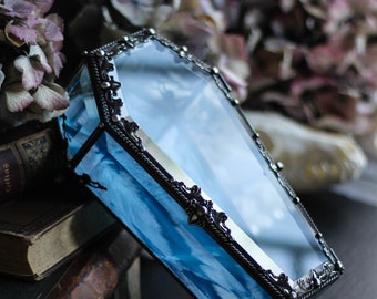 Gothic Stained Glass Coffin Box, Wedding Ring Holder (20cm)