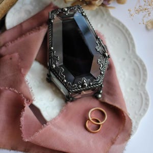 Stained Glass Coffin Box, Gothic Wedding Ring Casket, Jewelry Box