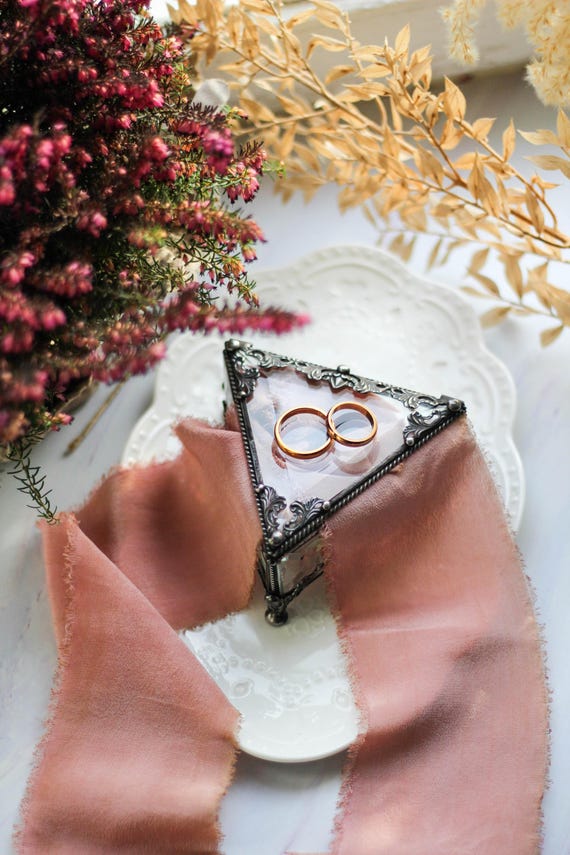 Triangular Ring Box, Glass Box, Geometric Glass Box, Stained Glass