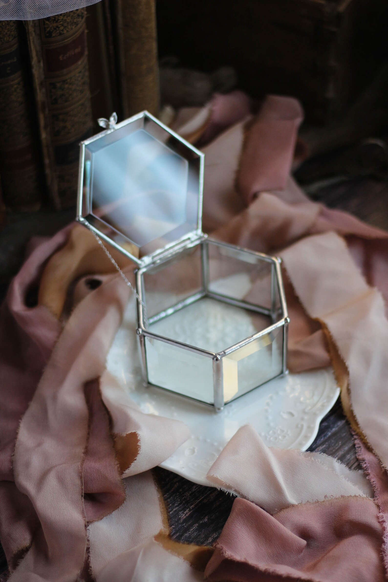 Wedding Ring Box Hexagon Jewelry Box Glass Box Engagement Etsy Australia