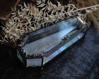 Coffin box, Length: 25 cm (9,8’’), big glass box for jewelry. stained glass box, Glass box, jewelry box, casket