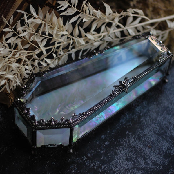 Gothic Coffin Box, Stained Glass Jewelry Box, Ring Casket
