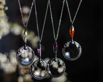 Vintage ketting met vergrootglas, handgemaakte glazen loep, ketting van 27,5 inch