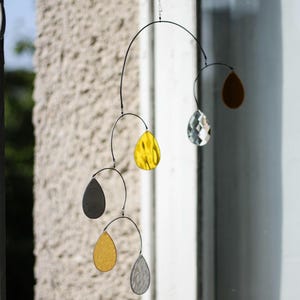 yellow-grey, Glass Suncatcher, Art mobile, Stained glass mobile, Window suncatcher, violet, home decor, Mobiles, glass, Made in Ukraine