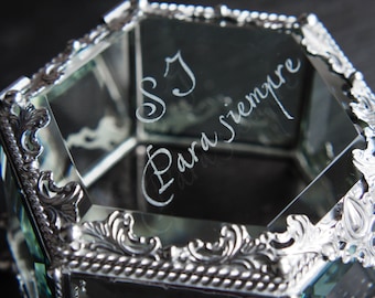 Extra service, lasergravure op glas, personalisatie van de bestelling