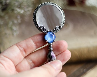 Loepketting, vergrootglas, loephanger, ketting, glazen ketting, boho-handgemaakte hanger, boho-sieraden, statementketting,