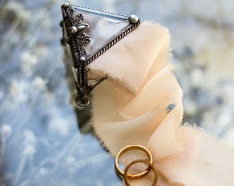 Kleine geometrische gebrandschilderde ringendoos, driehoekige houder voor bruiloftssieraden