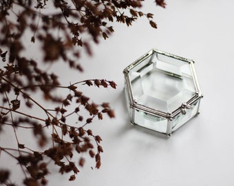 Glass Box, engagement ring box, geometric glass box, stained glass box, wedding ring box, ring box, ring holder, jewelry box,