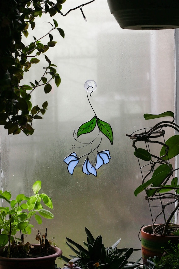 sweet pea, Stained glass sprig sweet pea, stained glass window hangings decor, Stained Glass Art Window, Suncatcher