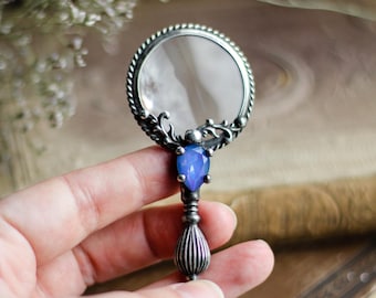 Loepketting, vergrootglas, loephanger, ketting, glazen ketting, boho-handgemaakte hanger, boho-sieraden, statementketting,