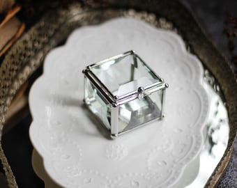 5x5x4cm petite boîte à bagues carrée en verre, boîte en verre géométrique, boîte en vitrail, boîte à alliances, boîte à bagues, porte-bague, boîte à bijoux