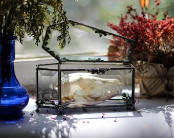 deep Gothic Coffin Glass Jewelry Box, Stained Glass, Wedding Ring Holder